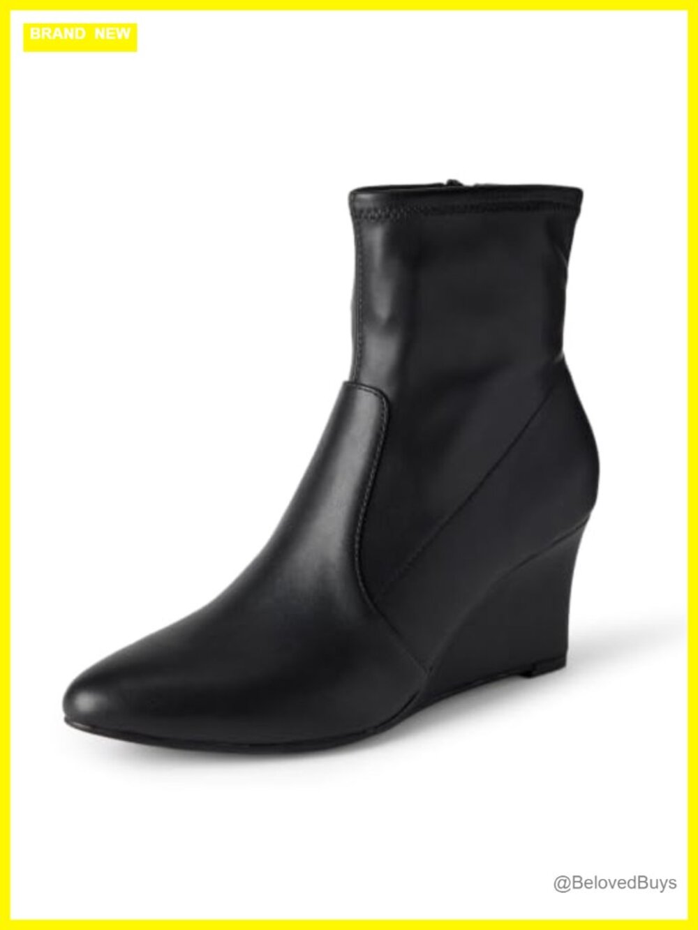 Women's Wedge Ankle Booties Faux Leather Side Zip Non-Slip Sole